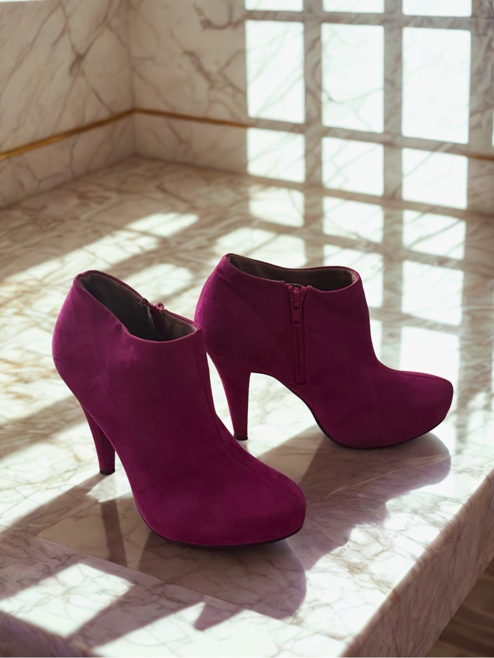 CALL IT SPRING | Berry Purple Y2K Faux-Suede Vegan Platform Ankle Booties